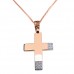Ροζ χρυσός βαπτιστικός σταυρός Κ14 με αλυσίδα